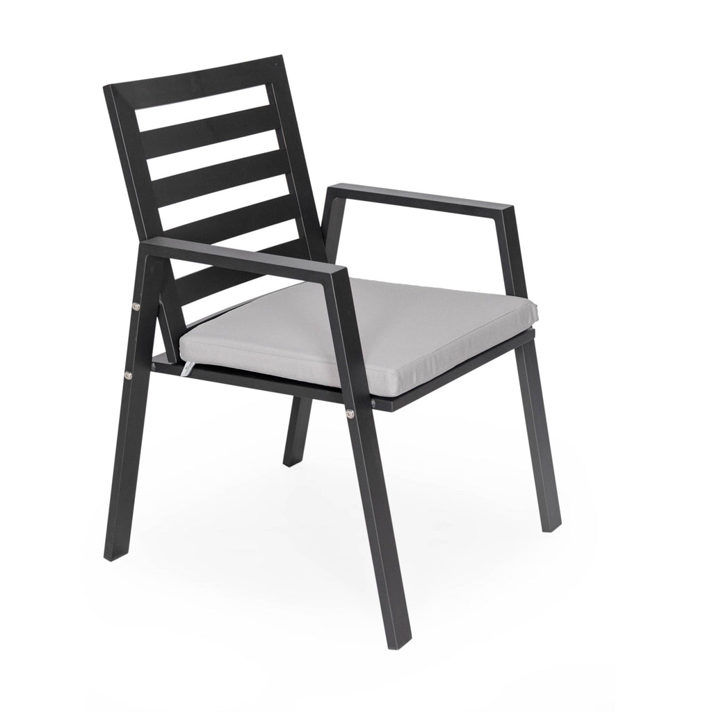 Ensemble de salle à manger d'extérieur 9 pièces en aluminium noir, série Chelsea par LeisureMod