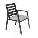 Ensemble de salle à manger d'extérieur 9 pièces en aluminium noir, série Chelsea par LeisureMod