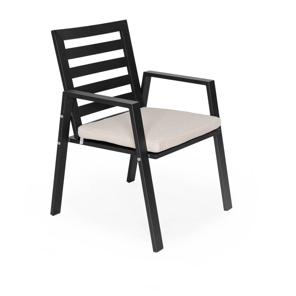 Ensemble de salle à manger d'extérieur 9 pièces en aluminium noir, série Chelsea par LeisureMod