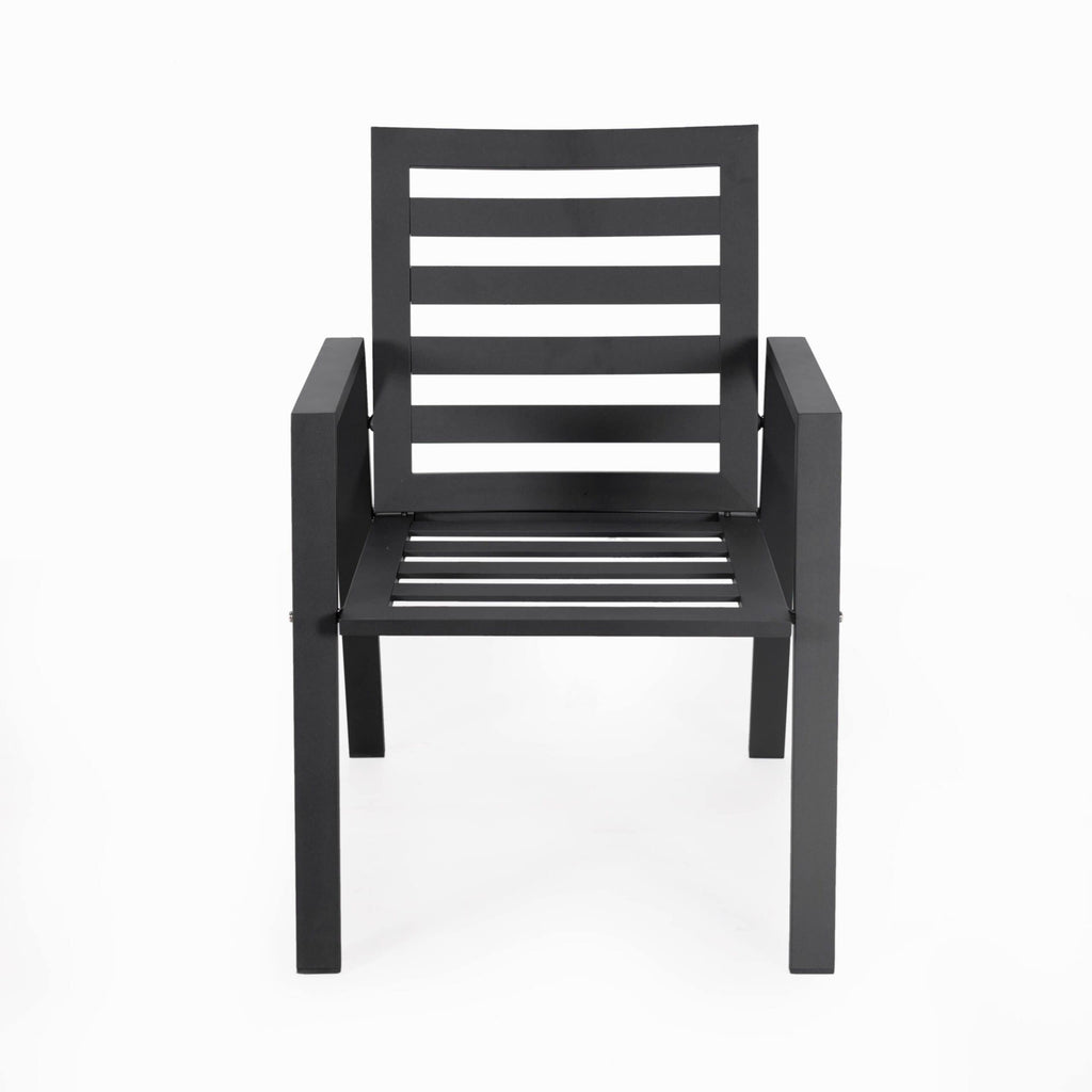 Ensemble de salle à manger d'extérieur 9 pièces en aluminium noir, série Chelsea par LeisureMod