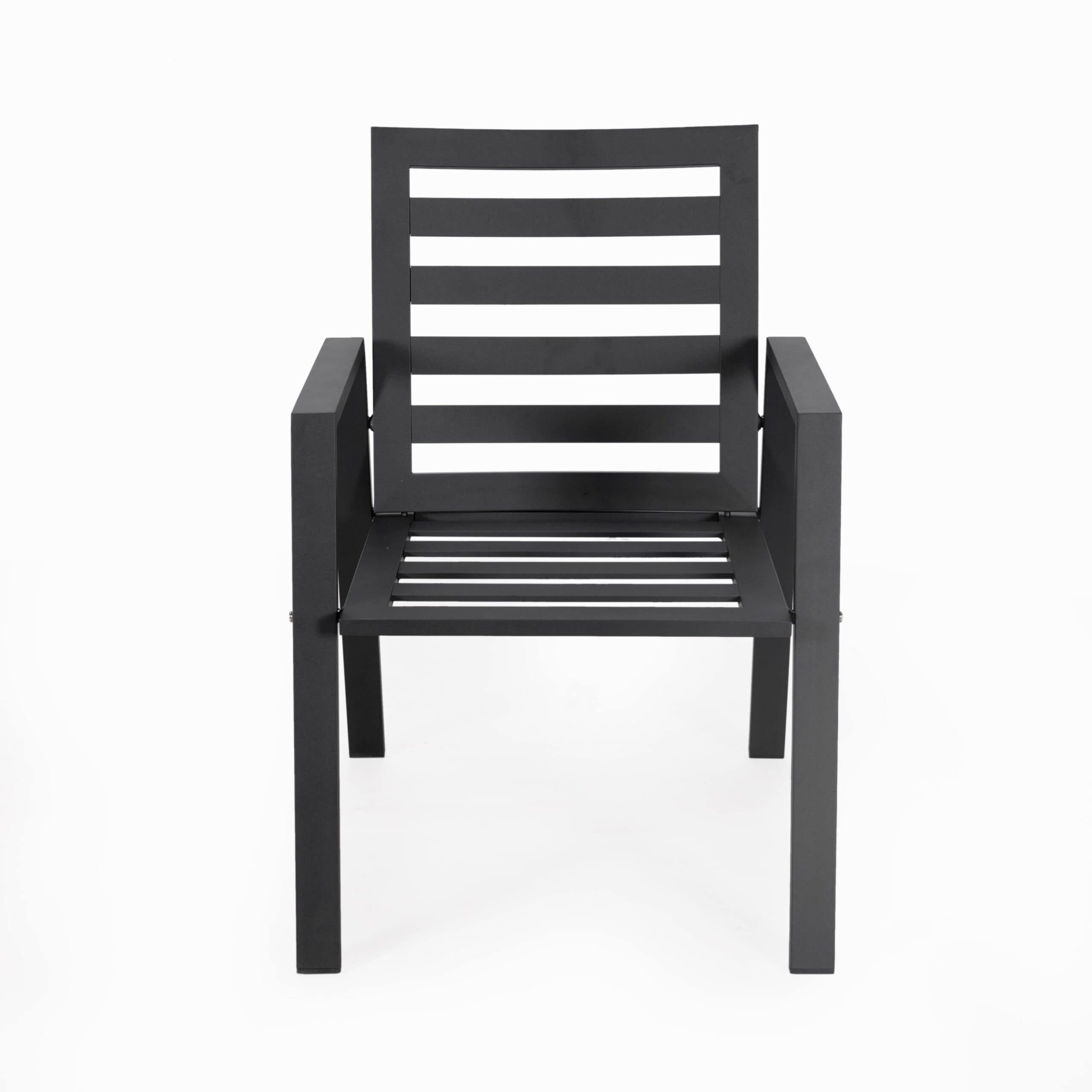 Ensemble de salle à manger d'extérieur 9 pièces en aluminium noir, série Chelsea par LeisureMod