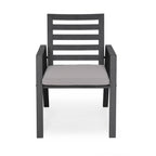 Ensemble de salle à manger d'extérieur 9 pièces en aluminium noir, série Chelsea par LeisureMod