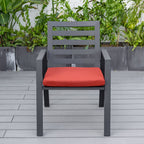 Ensemble de salle à manger d'extérieur 9 pièces en aluminium noir, série Chelsea par LeisureMod