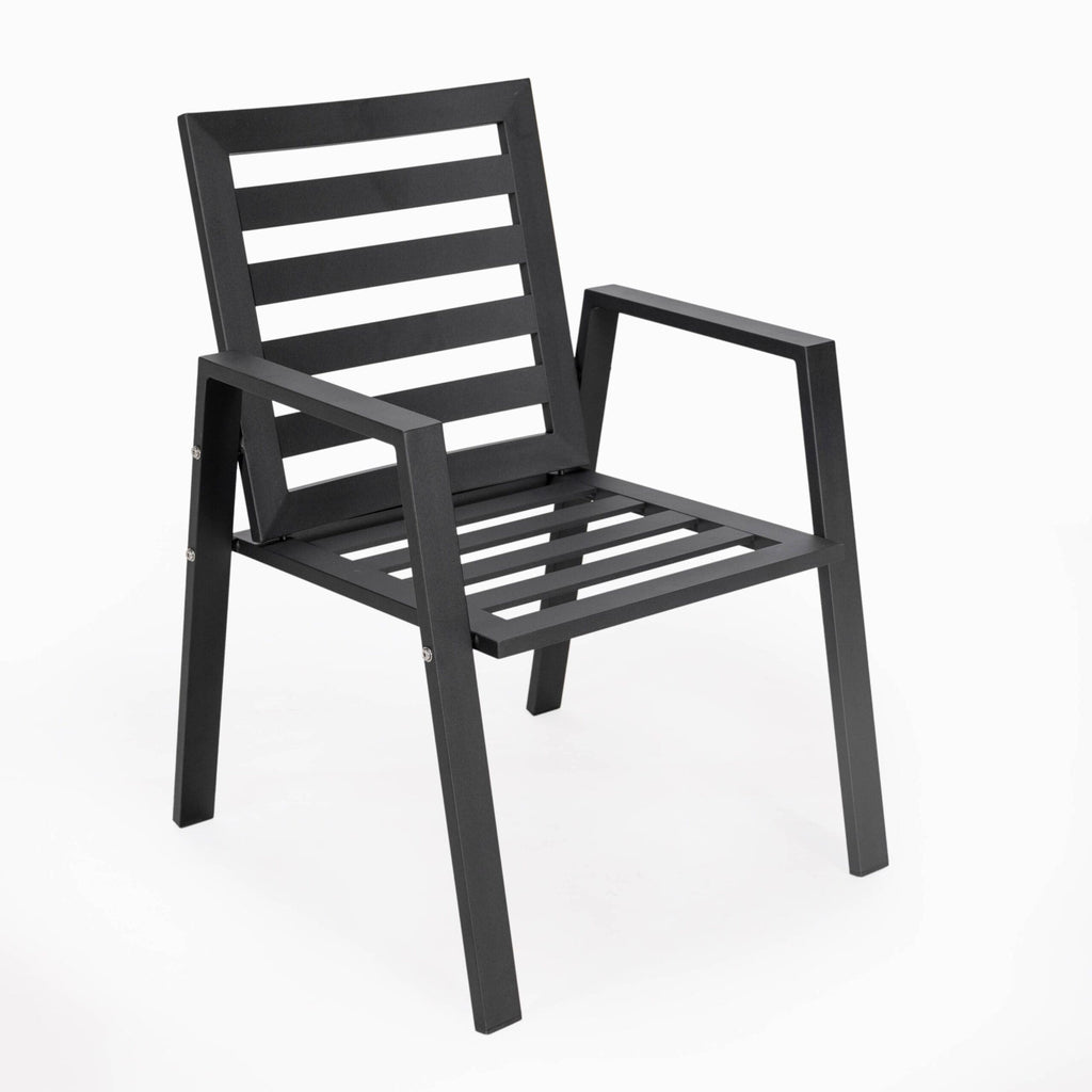 Ensemble de salle à manger d'extérieur 9 pièces en aluminium noir, série Chelsea par LeisureMod