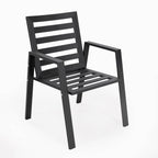 Ensemble de salle à manger d'extérieur 9 pièces en aluminium noir, série Chelsea par LeisureMod