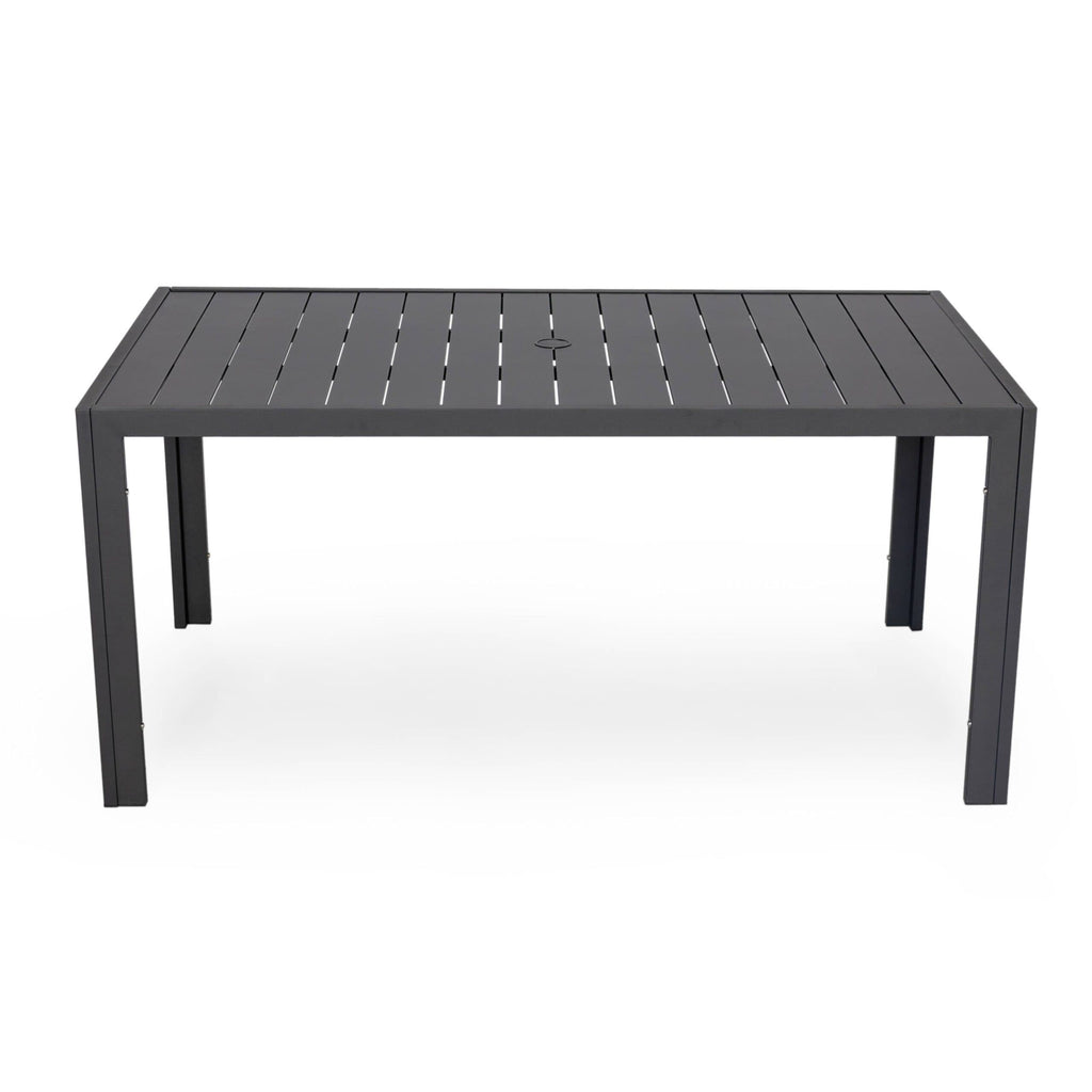 Ensemble de salle à manger d'extérieur 9 pièces en aluminium noir, série Chelsea par LeisureMod