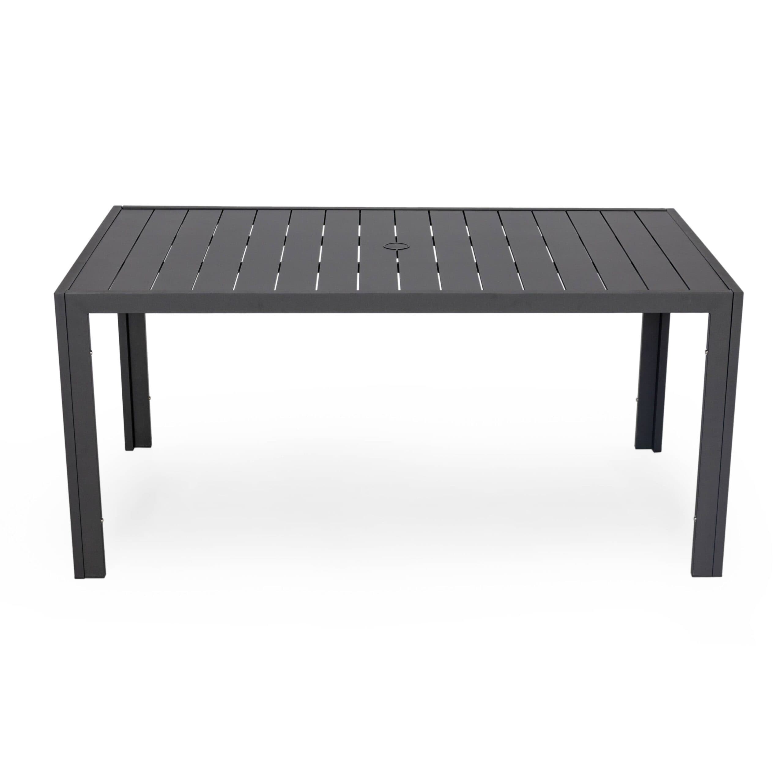 Ensemble de salle à manger d'extérieur 9 pièces en aluminium noir, série Chelsea par LeisureMod