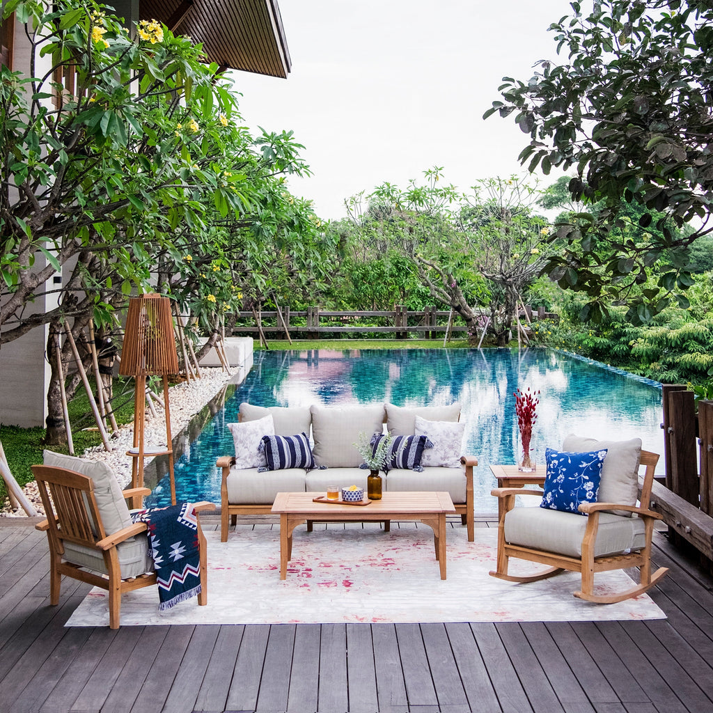 Ensemble de conversation de patio en bois de teck Cambridge Casual Leon 5 pièces