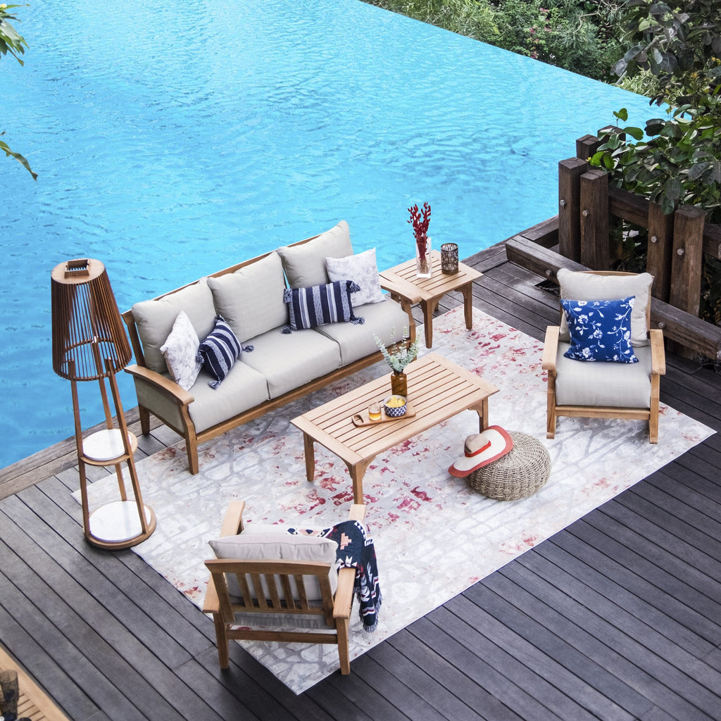 Ensemble de conversation de patio en bois de teck Cambridge Casual Leon 5 pièces