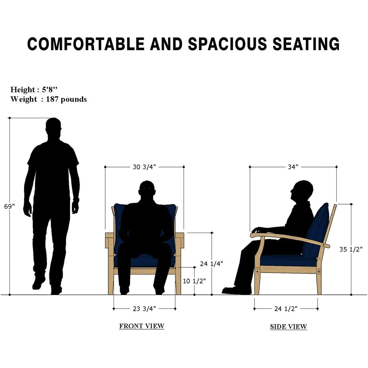 Ensemble de conversation de patio en bois de teck Cambridge Casual Leon 5 pièces