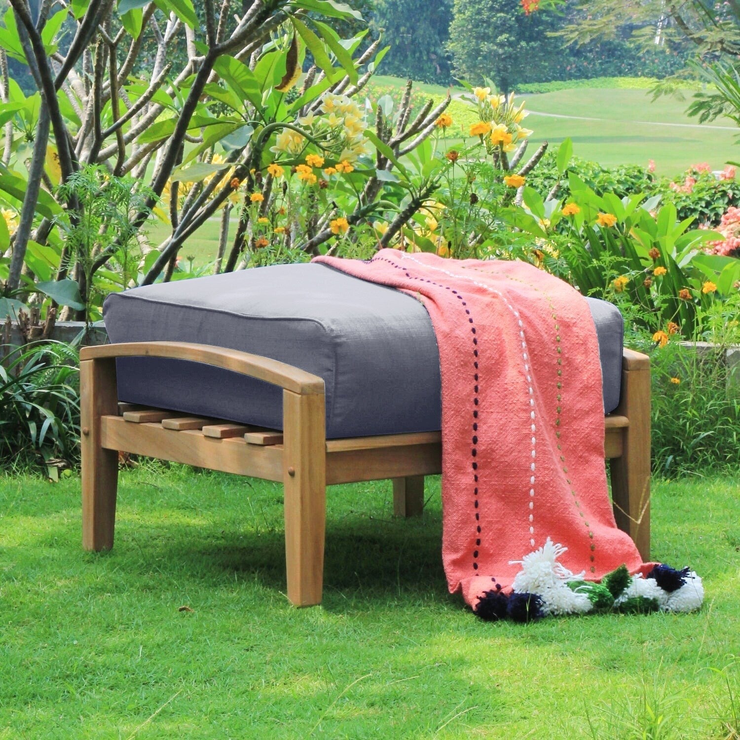 Ensemble de conversation de patio en teck Cambridge Casual Leon 7 pièces