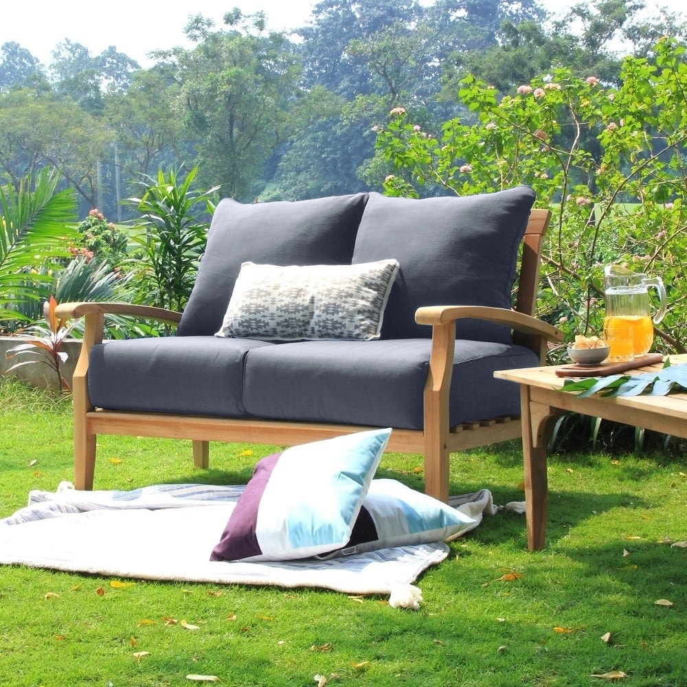 Ensemble de conversation de patio en teck Cambridge Casual Leon 7 pièces