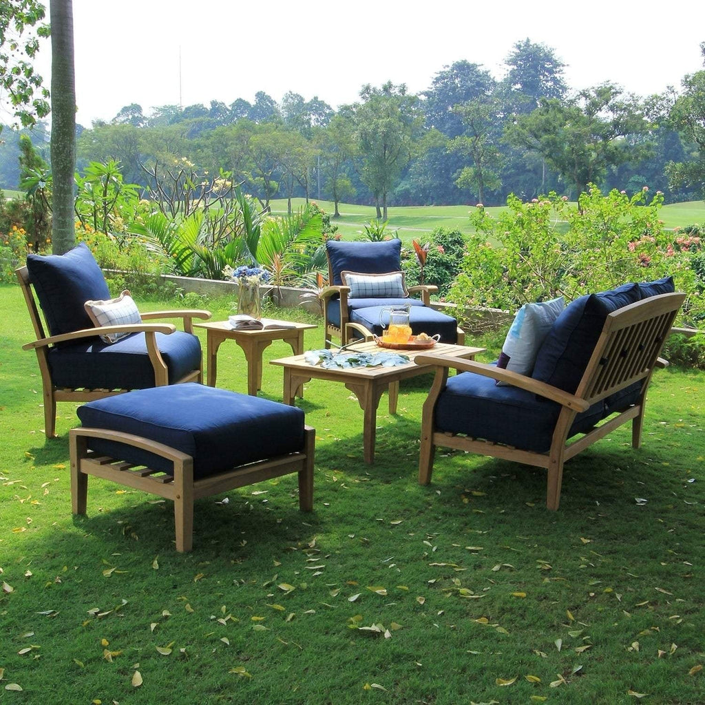 Ensemble de conversation de patio en teck Cambridge Casual Leon 7 pièces