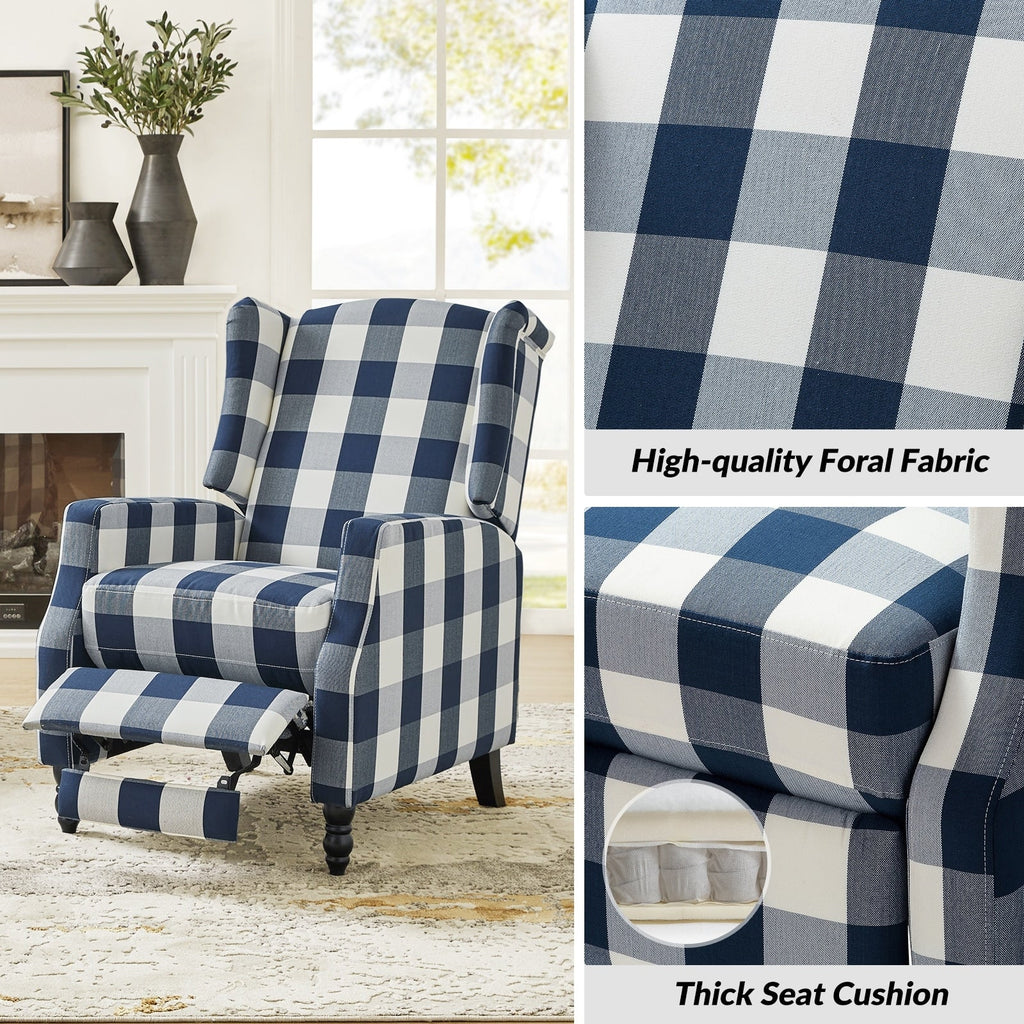 Fauteuil inclinable manuel Damaris de style Mid-Century Modern avec dossier à oreilles par HULALA HOME