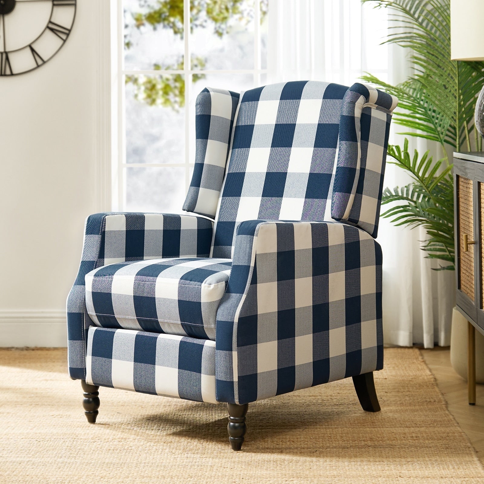 Fauteuil inclinable manuel Damaris de style Mid-Century Modern avec dossier à oreilles par HULALA HOME