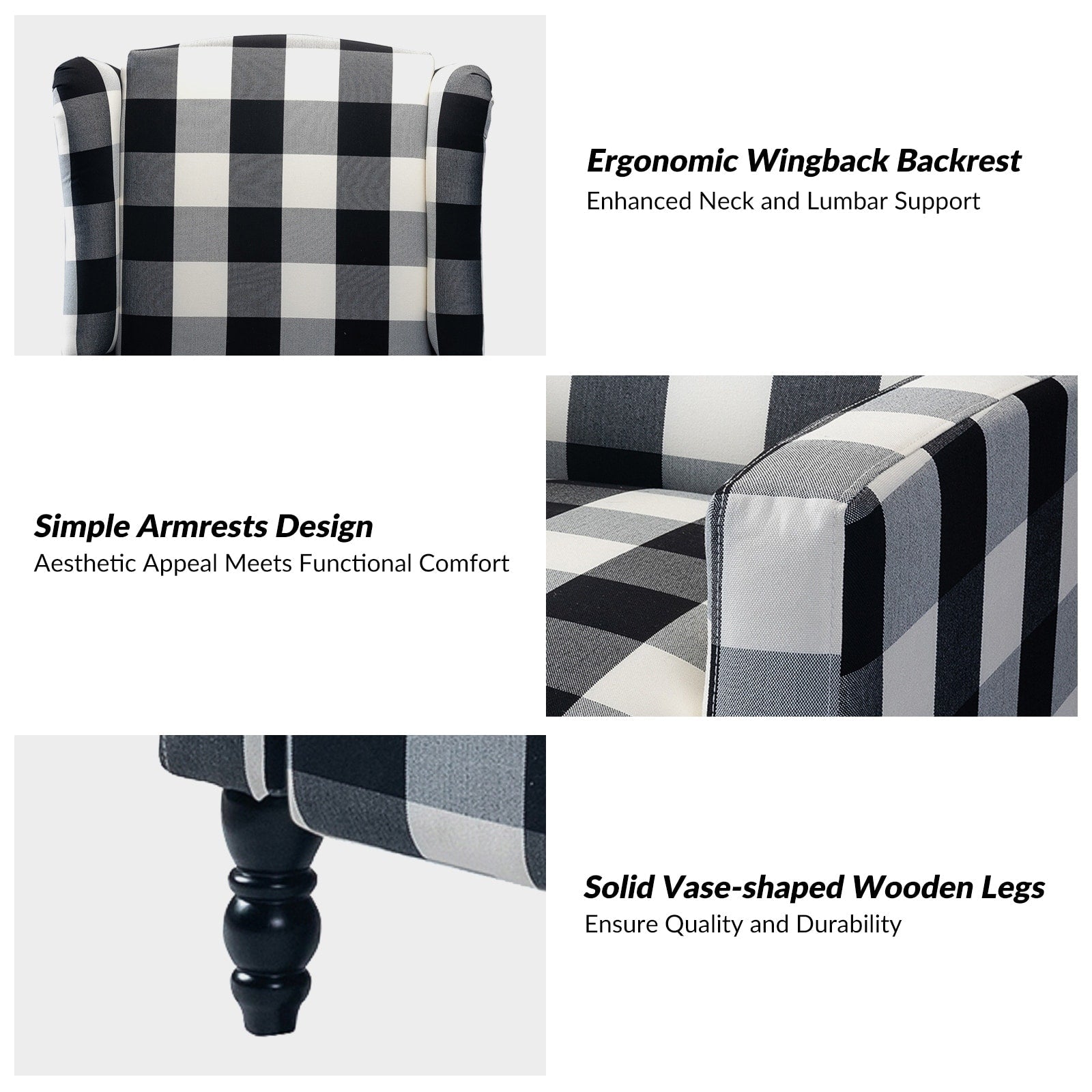 Fauteuil inclinable manuel Damaris de style Mid-Century Modern avec dossier à oreilles par HULALA HOME