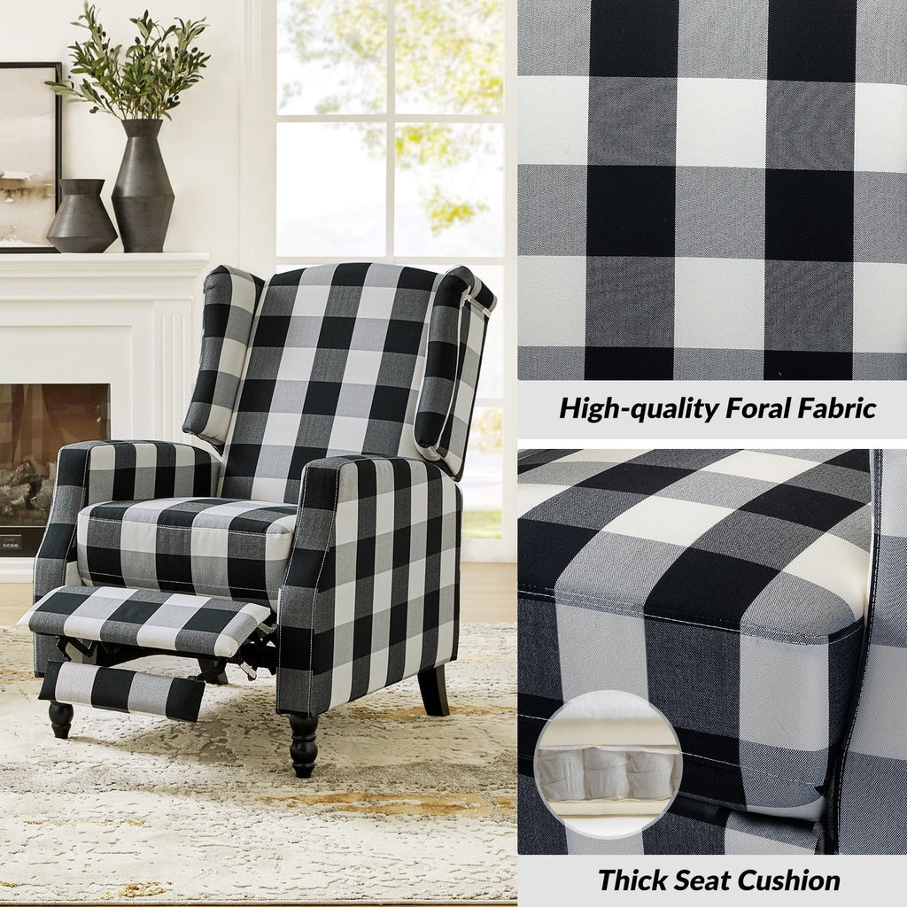 Fauteuil inclinable manuel Damaris de style Mid-Century Modern avec dossier à oreilles par HULALA HOME