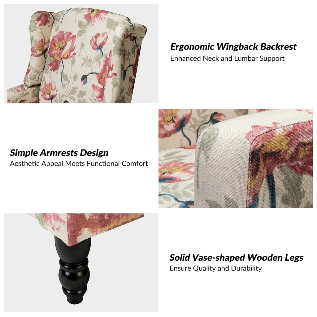 Fauteuil inclinable manuel Damaris de style Mid-Century Modern avec dossier à oreilles par HULALA HOME