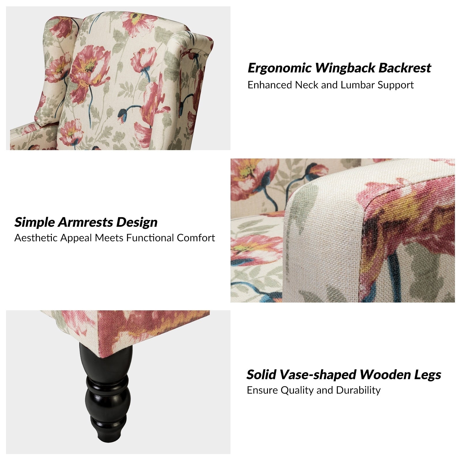 Fauteuil inclinable manuel Damaris de style Mid-Century Modern avec dossier à oreilles par HULALA HOME