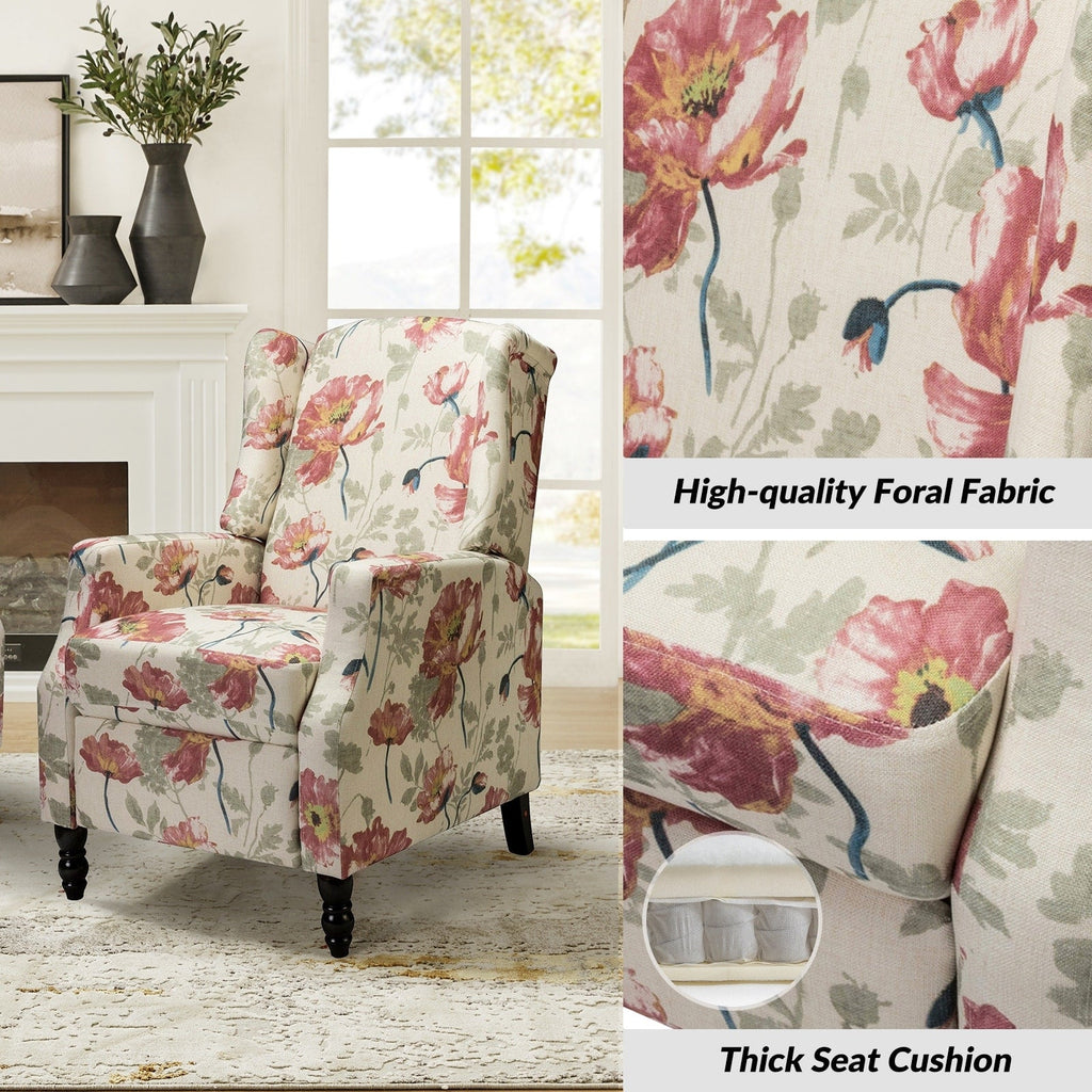 Fauteuil inclinable manuel Damaris de style Mid-Century Modern avec dossier à oreilles par HULALA HOME