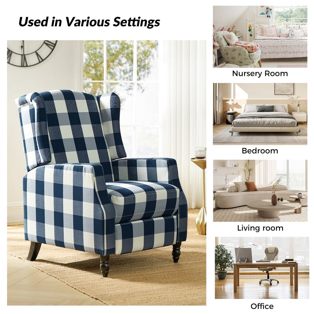 Fauteuil inclinable manuel Damaris de style Mid-Century Modern avec dossier à oreilles par HULALA HOME