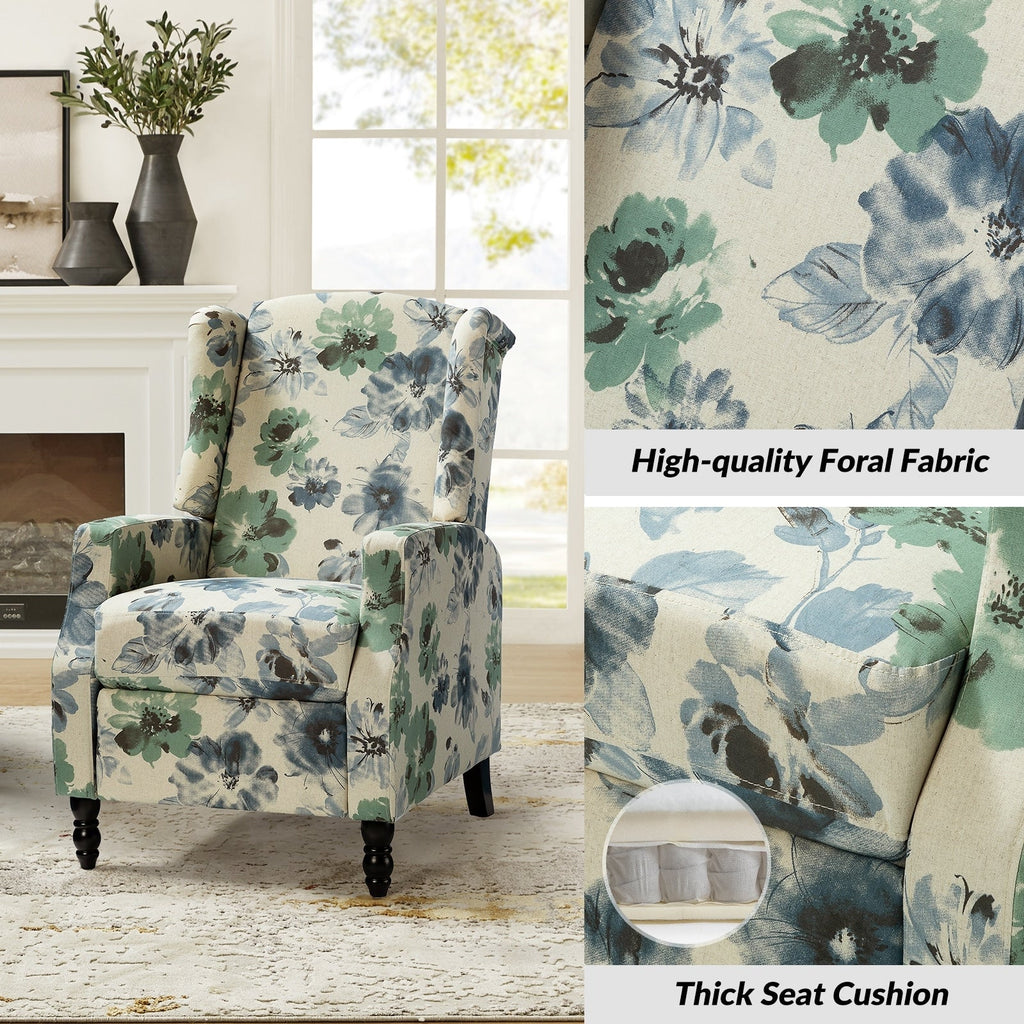 Fauteuil inclinable manuel Damaris de style Mid-Century Modern avec dossier à oreilles par HULALA HOME