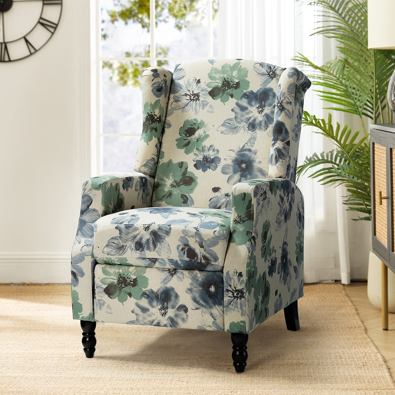 Fauteuil inclinable manuel Damaris de style Mid-Century Modern avec dossier à oreilles par HULALA HOME