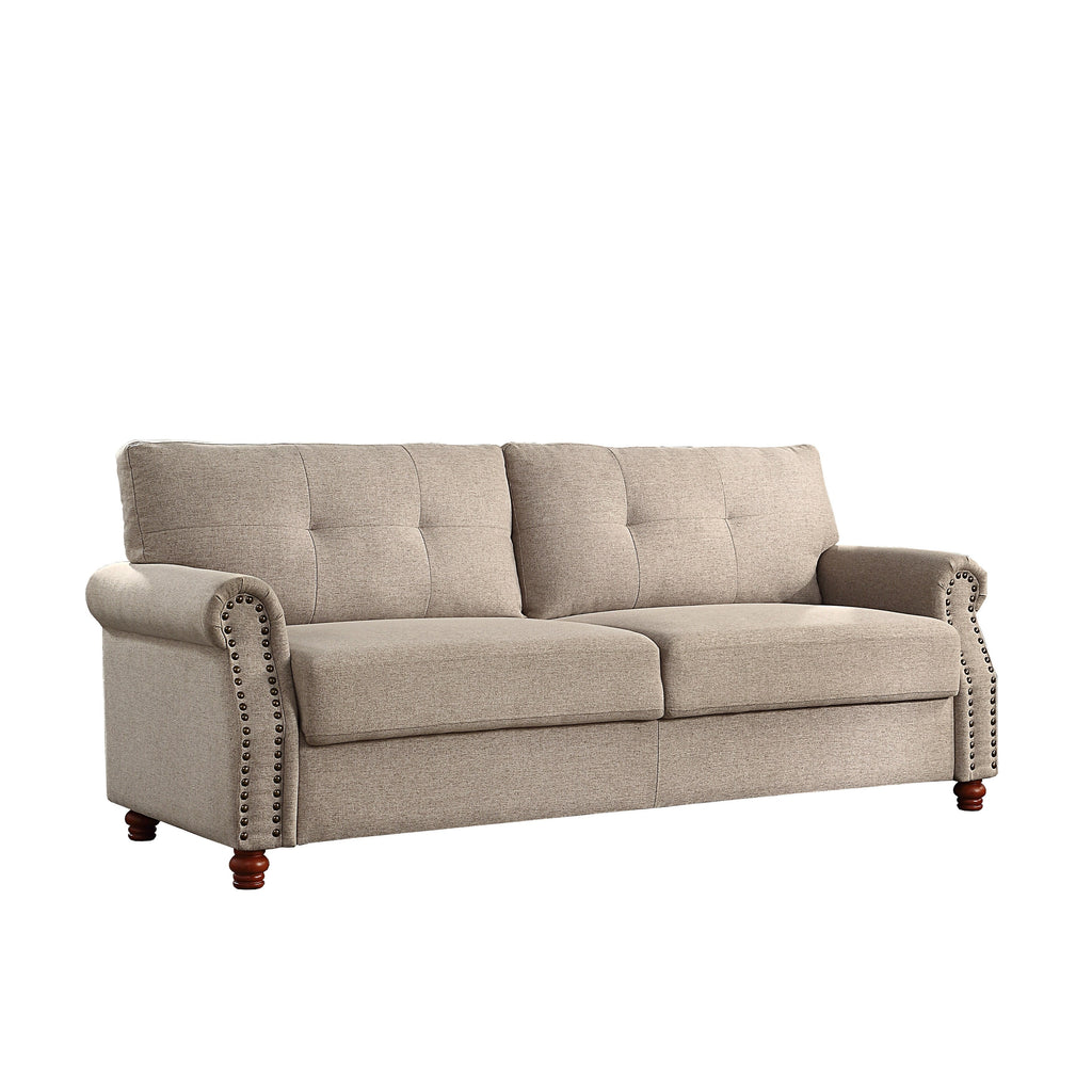 Canapé en lin beige avec rangement - 32,28 x 79,53 x 33,47
