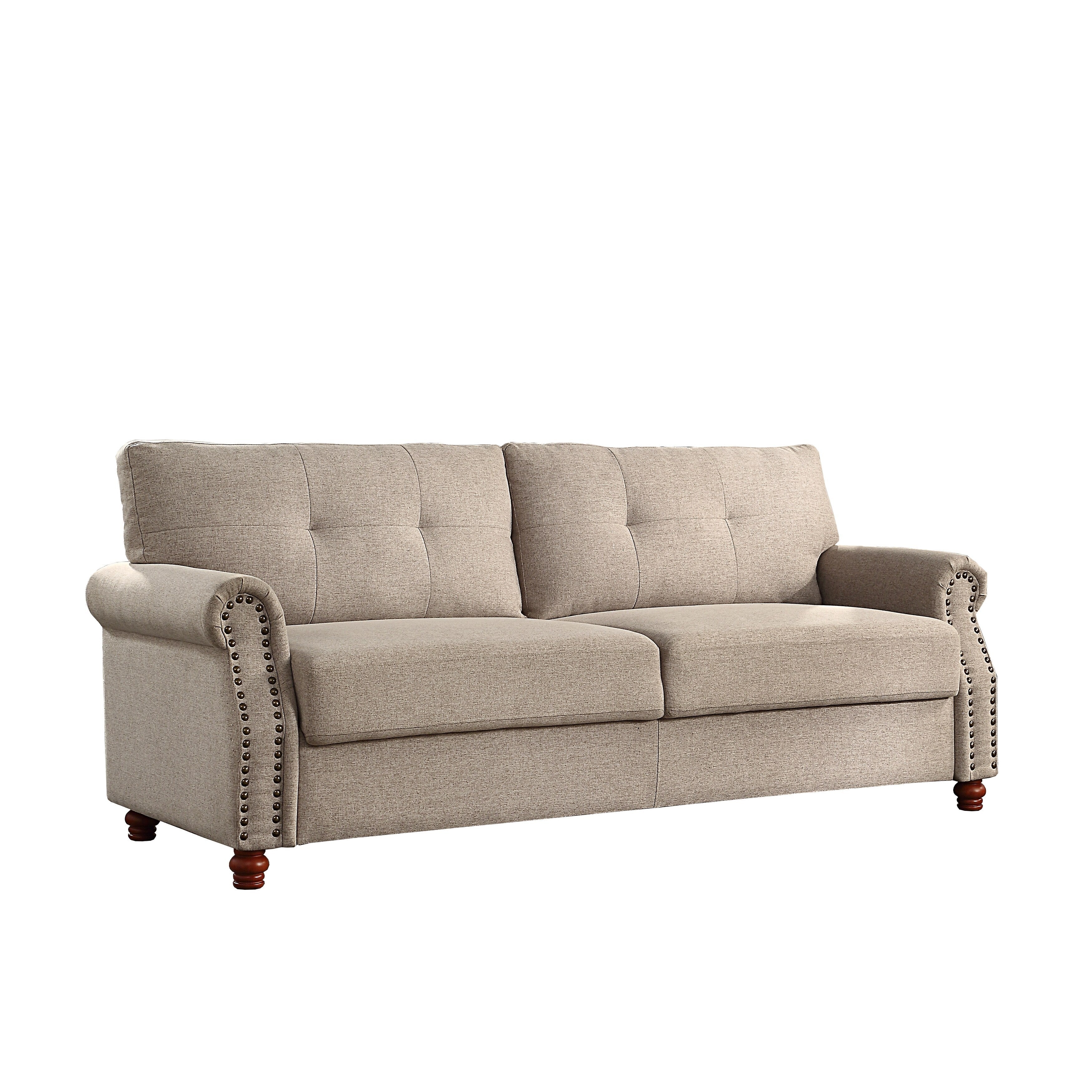 Canapé en lin beige avec rangement - 32,28 x 79,53 x 33,47