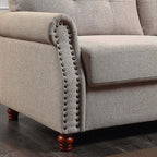 Canapé en lin beige avec rangement - 32,28 x 79,53 x 33,47