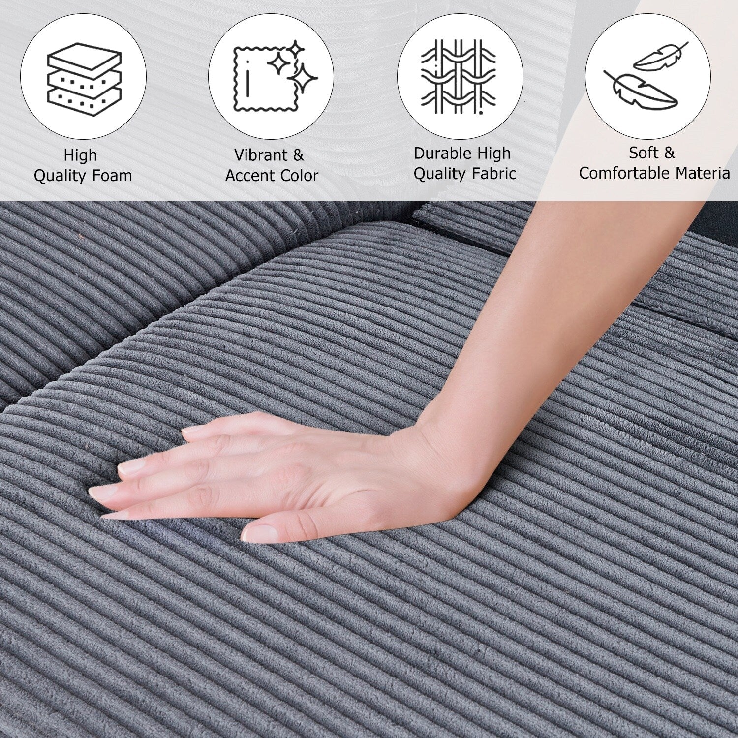 82,7 canapés pour le salon, canapés causeuse confortables, canapé causeuse en velours côtelé, montage facile pour les petits espaces