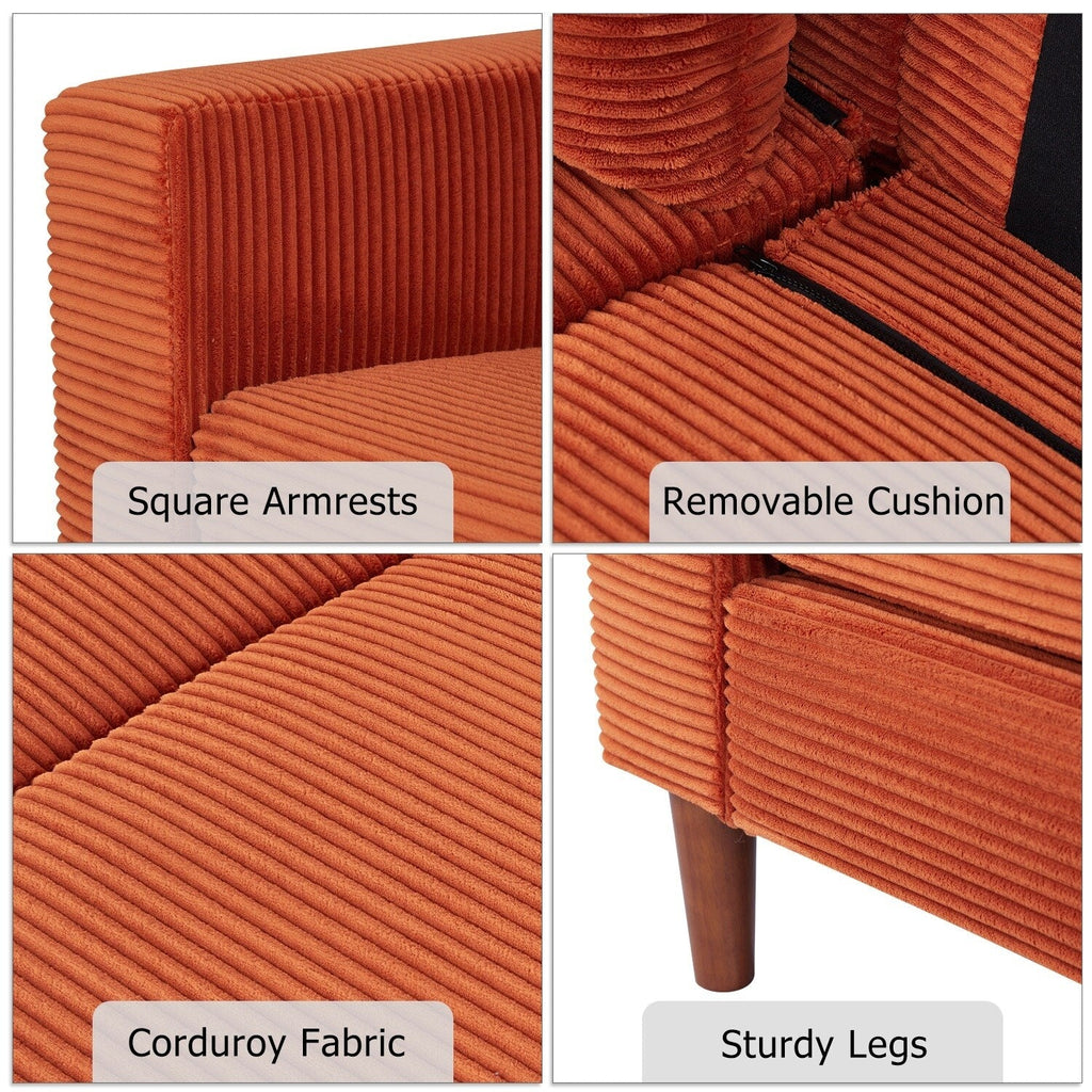 82,7 canapés pour le salon, canapés causeuse confortables, canapé causeuse en velours côtelé, montage facile pour les petits espaces