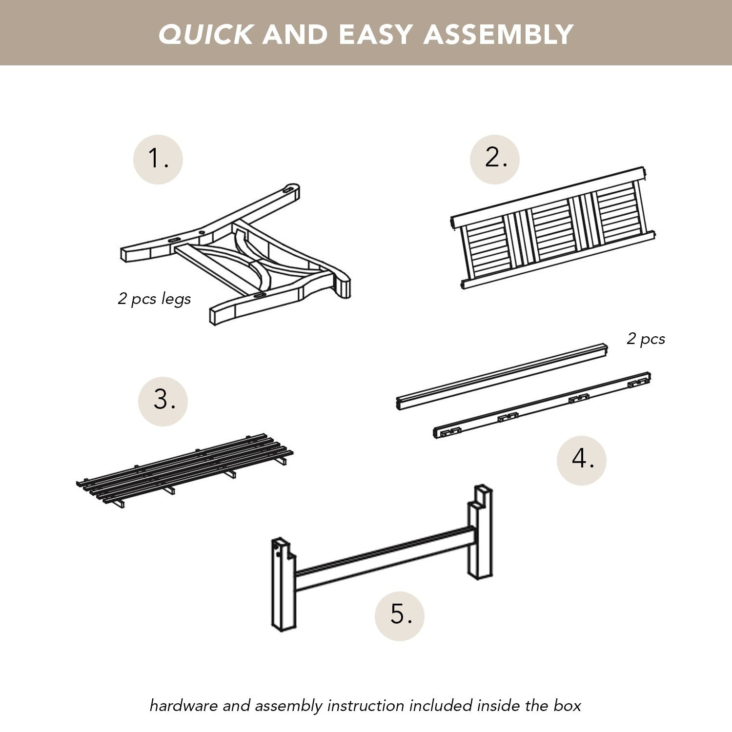 Ensemble de conversation d'extérieur 5 pièces en bois de teck Cambridge Casual Lowell