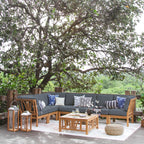 Ensemble de salon de jardin 8 pièces en teck Cambridge Casual Lowell avec coussin