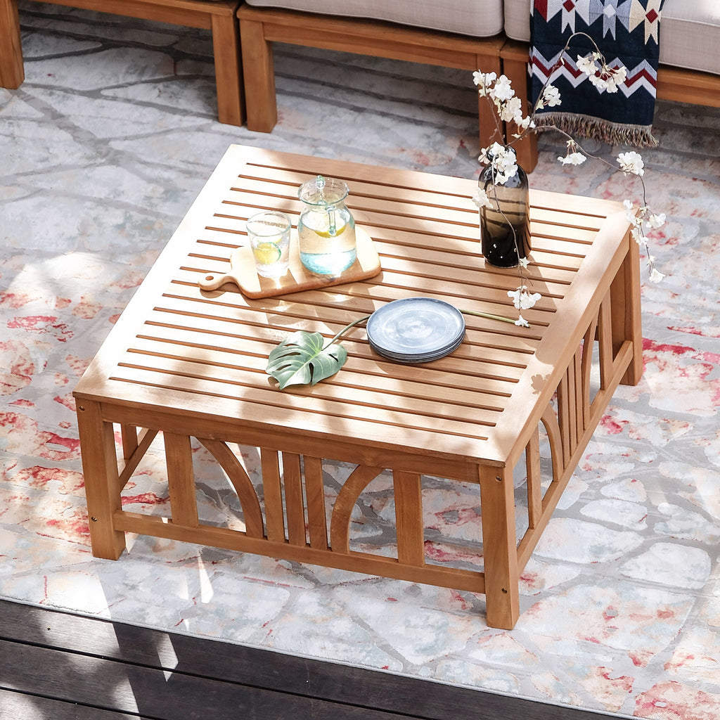 Ensemble de salon de jardin 8 pièces en teck Cambridge Casual Lowell avec coussin