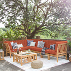 Ensemble de salon de jardin 8 pièces en teck Cambridge Casual Lowell avec coussin