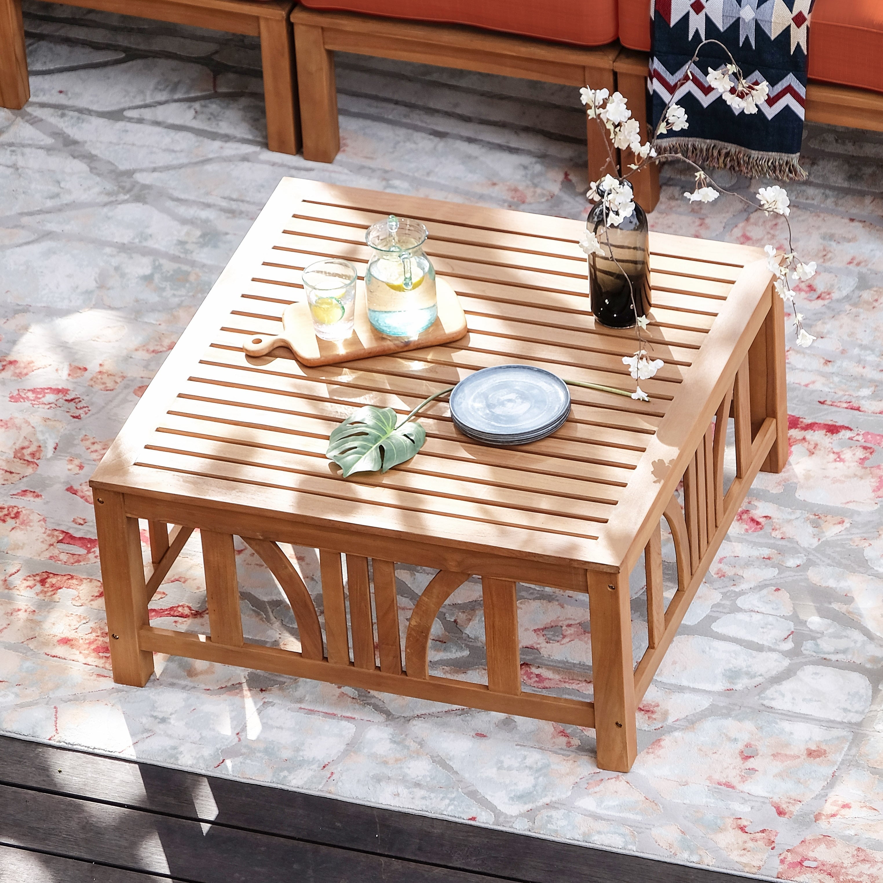 Ensemble de salon de jardin 8 pièces en teck Cambridge Casual Lowell avec coussin