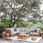 Ensemble de salon de jardin 8 pièces en teck Cambridge Casual Lowell avec coussin