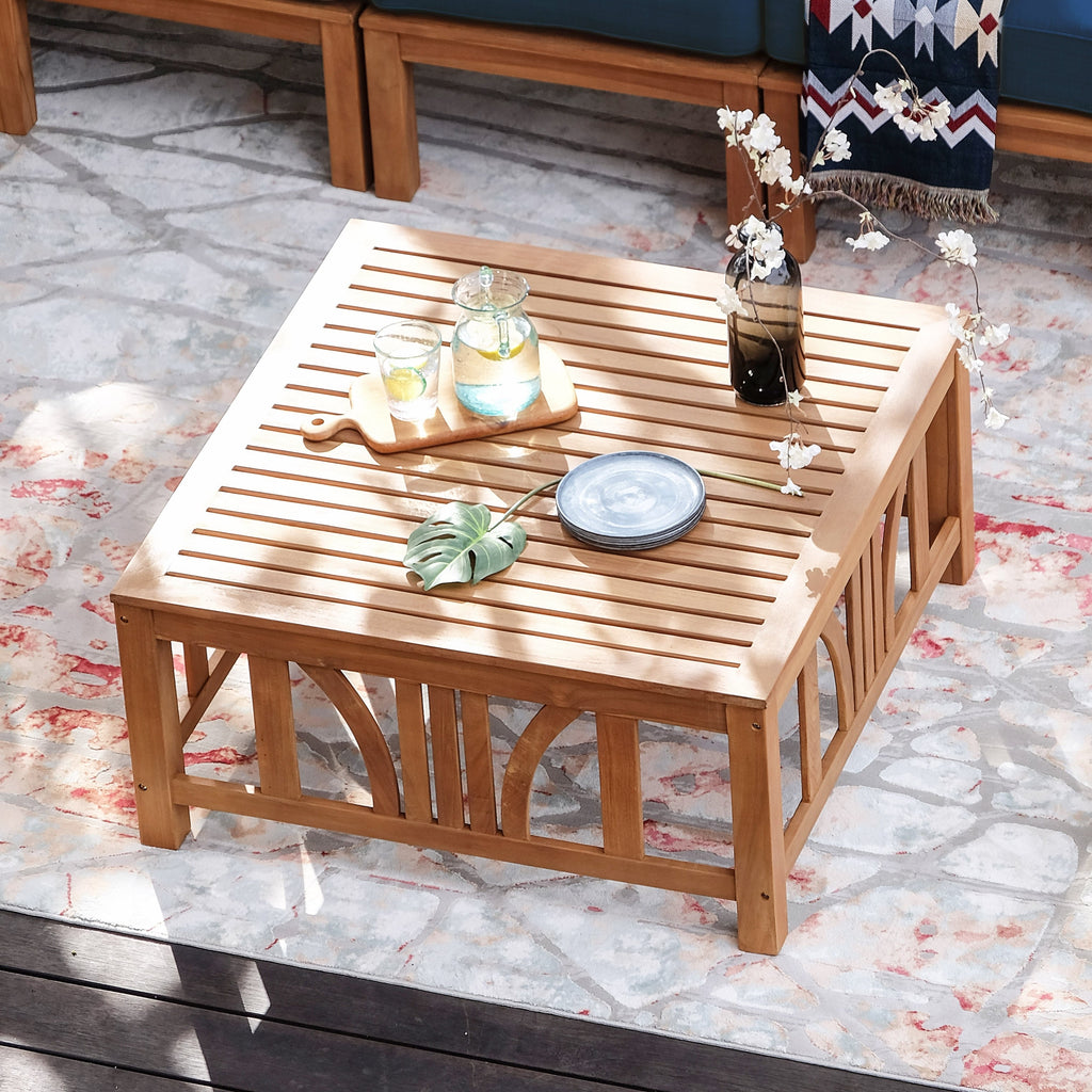 Ensemble de salon de jardin 8 pièces en teck Cambridge Casual Lowell avec coussin