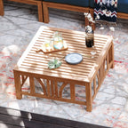 Ensemble de salon de jardin 8 pièces en teck Cambridge Casual Lowell avec coussin