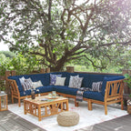 Ensemble de salon de jardin 8 pièces en teck Cambridge Casual Lowell avec coussin