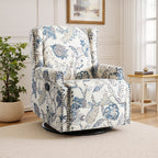 Fauteuil inclinable pivotant à motif floral de 29 po de largeur, à poussoir manuel