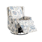 Fauteuil inclinable pivotant à motif floral de 29 po de largeur, à poussoir manuel