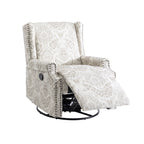 Fauteuil inclinable pivotant à motif floral de 29 po de largeur, à poussoir manuel