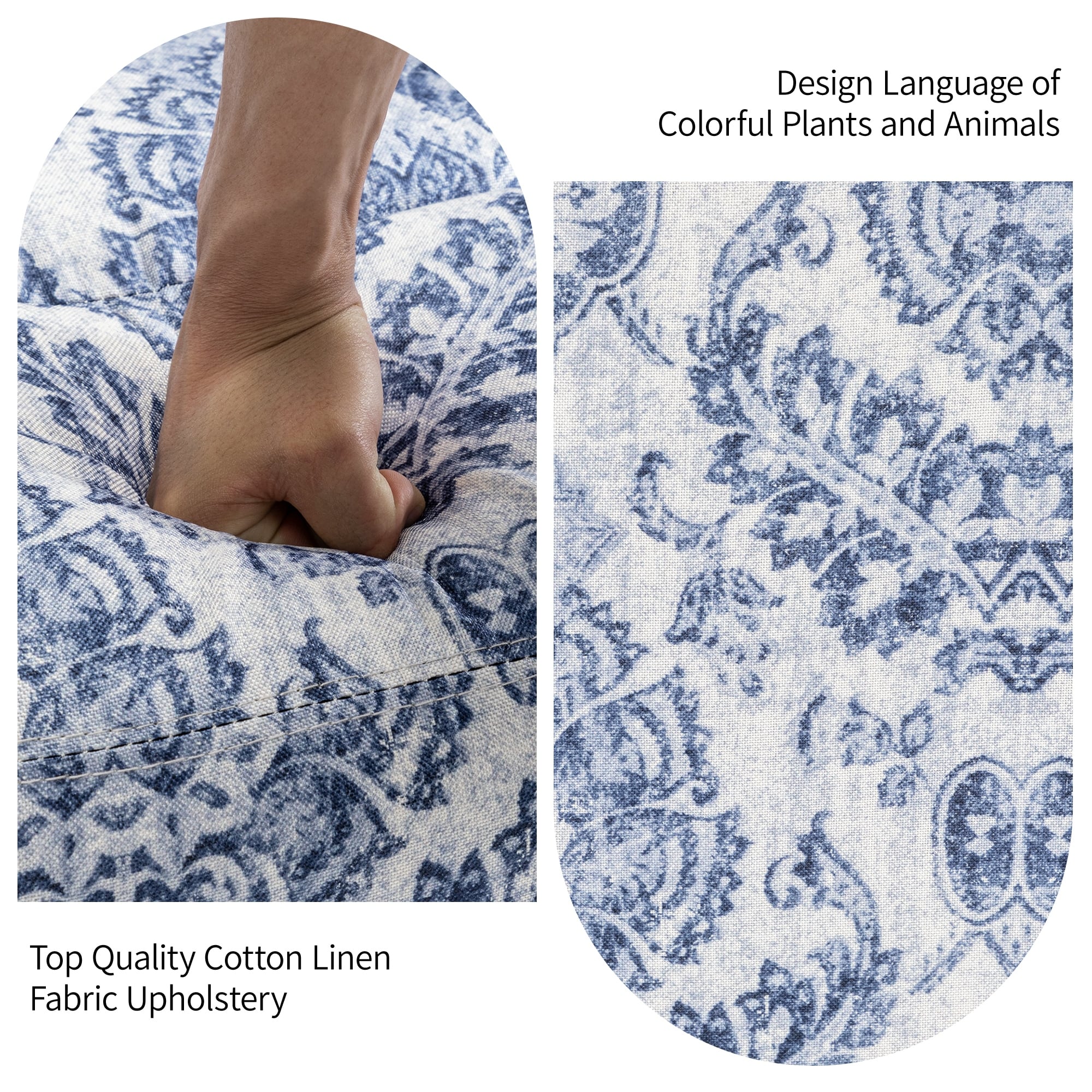 Fauteuil inclinable pivotant à motif floral de 29 po de largeur, à poussoir manuel