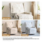 Fauteuil inclinable pivotant à motif floral de 29 po de largeur, à poussoir manuel