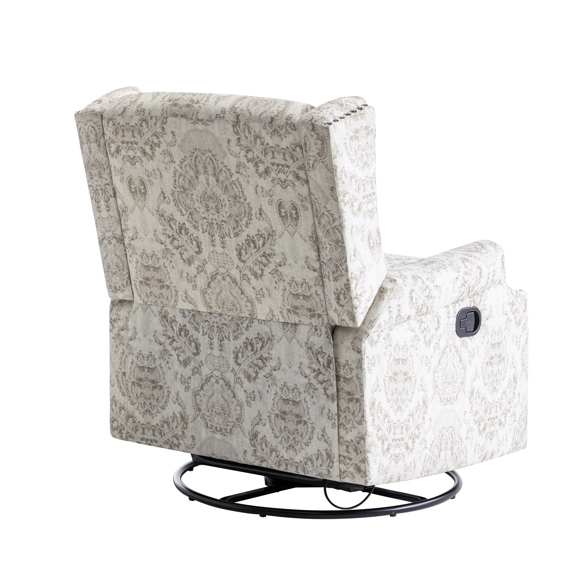 Fauteuil inclinable pivotant à motif floral de 29 po de largeur, à poussoir manuel