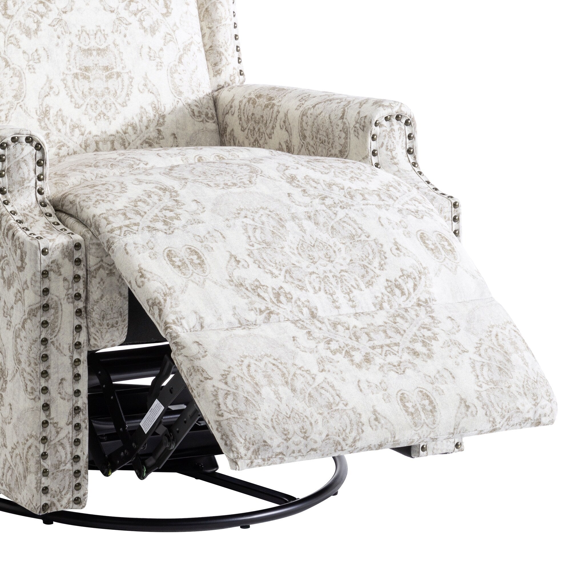 Fauteuil inclinable pivotant à motif floral de 29 po de largeur, à poussoir manuel