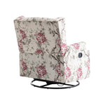 Fauteuil inclinable pivotant à motif floral de 29 po de largeur, à poussoir manuel