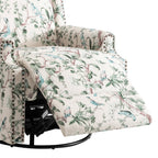 Fauteuil inclinable pivotant à motif floral de 29 po de largeur, à poussoir manuel